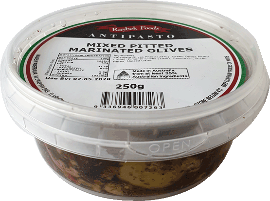 RAYBEK ANTIPASTO MIXED PITTED MARINATED OLIVES